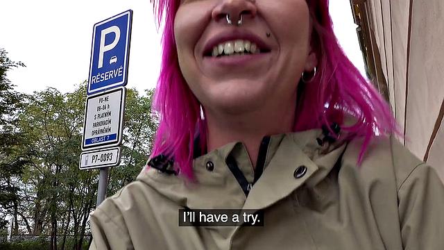 A bald chick take a hardcore pounding in a strip club in POV