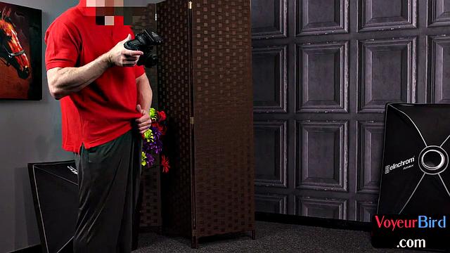 Voyeuristic lingerie model teasing man