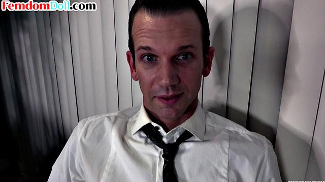 Femdom office boss asks for a rimjob from pathetic worker