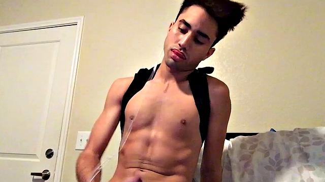 This skinny Latin sure is proud of that big uncut cock of his. Lucas has already done a video of him jerking that monster in the shower, and he's back for another hot stroke show. This young exhibitionist doesn't need any encouragement.