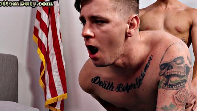 Patriotic army studs anal training