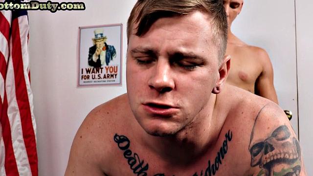 Patriotic army studs anal training