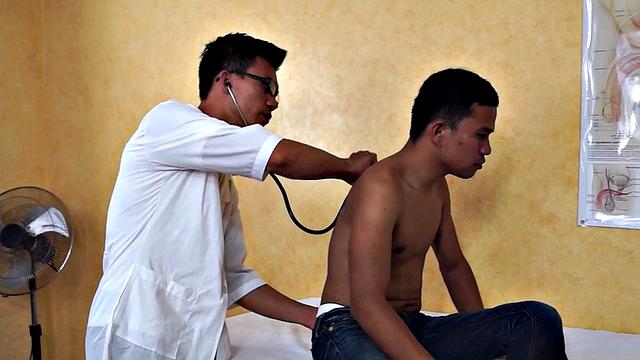 Infirmary Asian twink fucked by doctor after enema