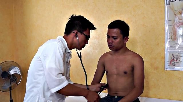 Infirmary Asian twink fucked by doctor after enema