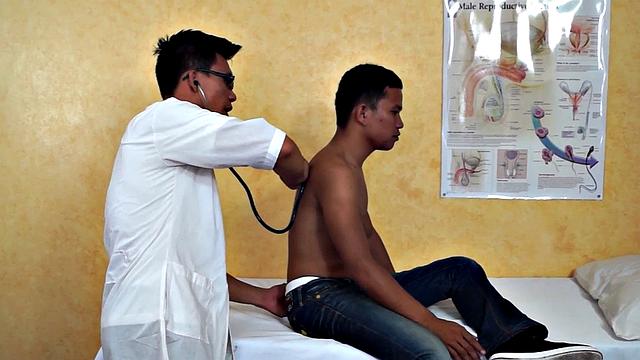 Infirmary Asian twink fucked by doctor after enema