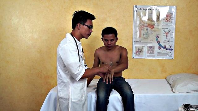 Infirmary Asian twink fucked by doctor after enema