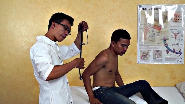 Infirmary Asian twink fucked by doctor after enema