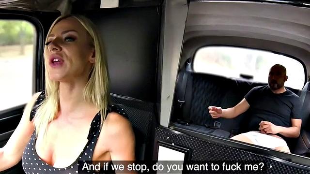 Big-tit European cabbie blowing after being nailed from behind