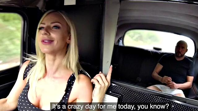 Big-tit European cabbie blowing after being nailed from behind