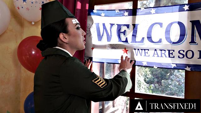 TRANSFIXED - Penny Barber's Military Trans GF Kasey Kei Receives a Steamy Welcome