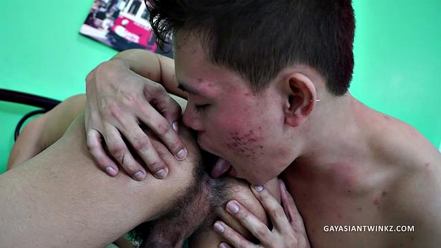 This 18 year old skinny Asian twink has never been fucked. So we get to see his devirginization happen right before our eyes. Jeff is the big dick Asian boy that will have the honors.