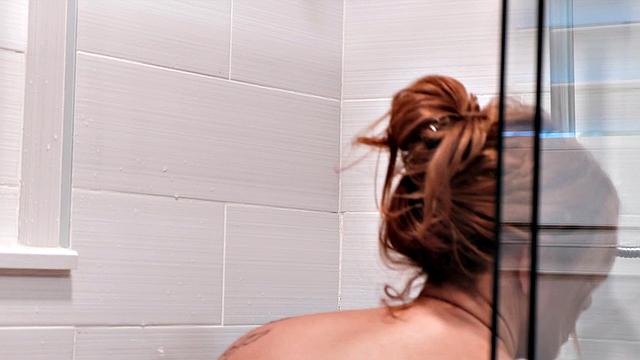 Latina step-mom Juliett Russo takes a shower Part 1