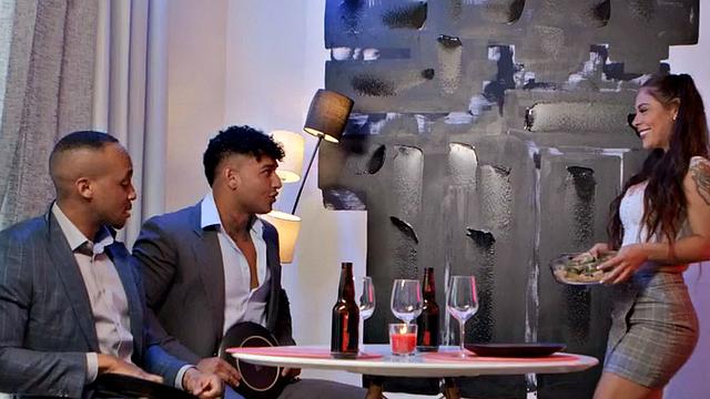 Black bisex busty MILF drilled by big black cock in threesome