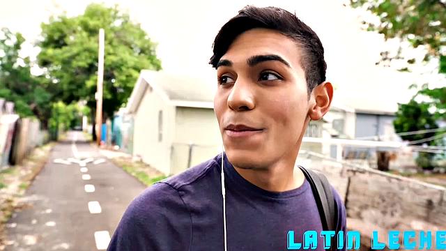 Uncut latino tops a handsome stud outdoors and finishes with a hot load on his back