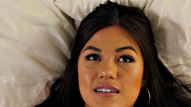 Hairy Asian babe sucks before riding BF's hard cock