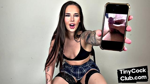 Upskirt domina in stockings mocks