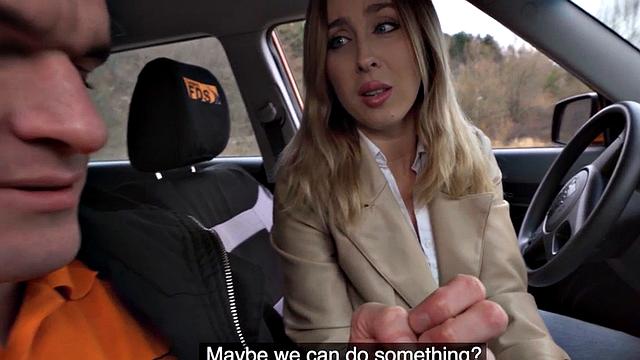 Amateur busty babe fucked outdoors by instructor