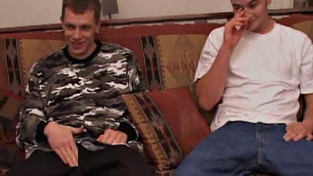 When Shane drops by and starts watching a porn video with Rick, he soon pushes down his pants and Rick sucks his dick. After busting a quick load, Shane stays hard and fucks Rick's face until he blows a second time.