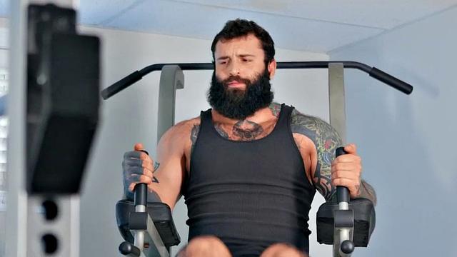 Gym inked gay stud pounding MTF after workout