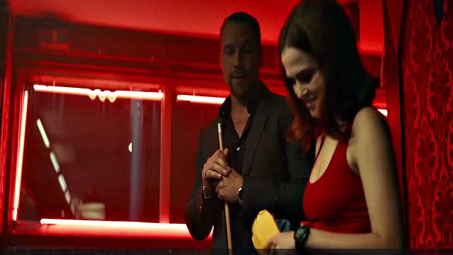 Zoey Deutch gets naughty in the billiards room while showing off her sexy curves in a sexy interracial video