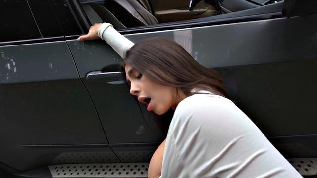 Picked up big babe POV fucked outdoor in public place