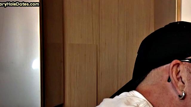 Greedy amateur gloryhole DILF sucks in homemade closeup