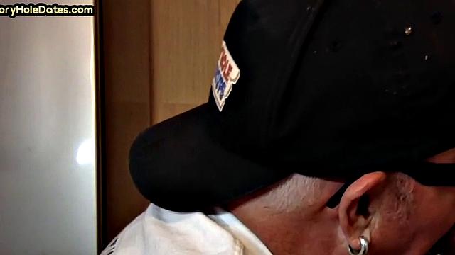 Greedy amateur gloryhole DILF sucks in homemade closeup