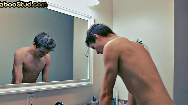 Ass fucked stud in threesome by horny partner