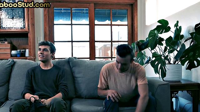 Ass fucked stud in threesome by horny partner