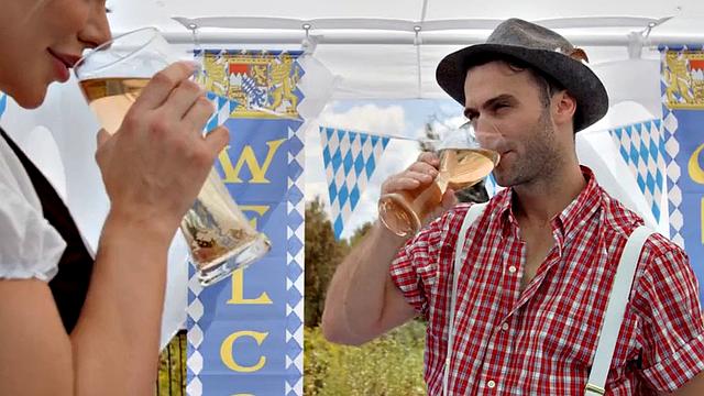 October fest TS in lingerie barebacked outdoors under tent