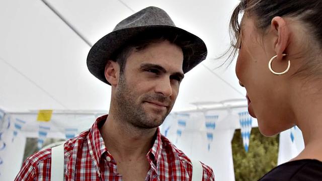 October fest TS in lingerie barebacked outdoors under tent