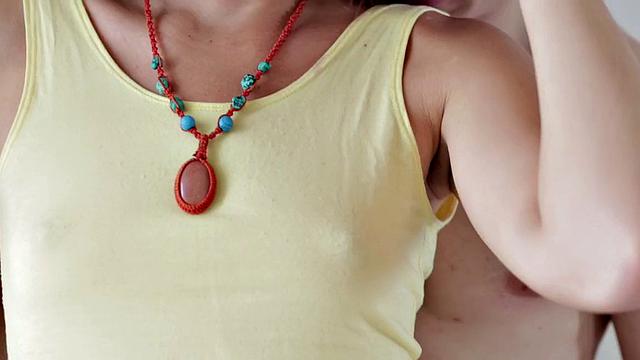 Adorable brunette gets creamed during art action