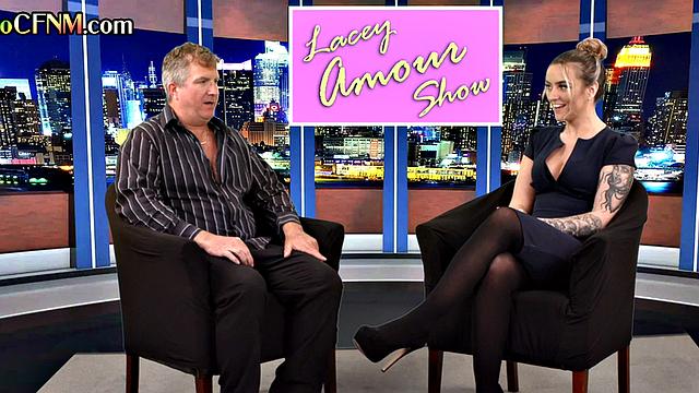 CFNM tv reporter pleases guest cock