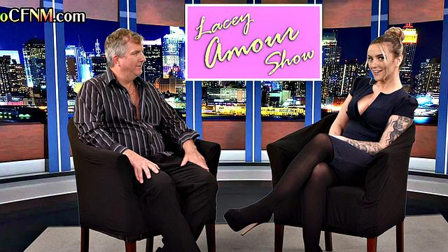 CFNM tv reporter pleases guest cock