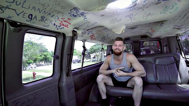 Hairy dude in uniform gets his ass pounded by a lucky young stud in a van