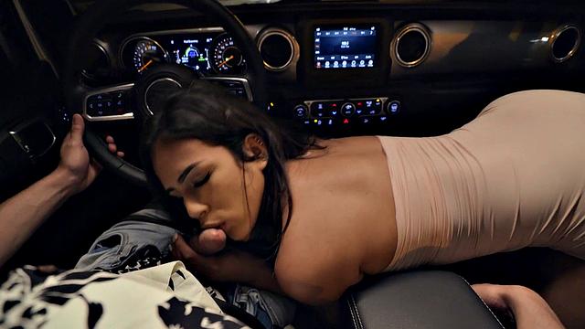 Hot Latina in high heels enjoys a dip in the pool & a hot reverse cowgirl