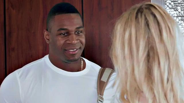 Blonde babe gets her pussy and ass drilled by a big black cock in various positions