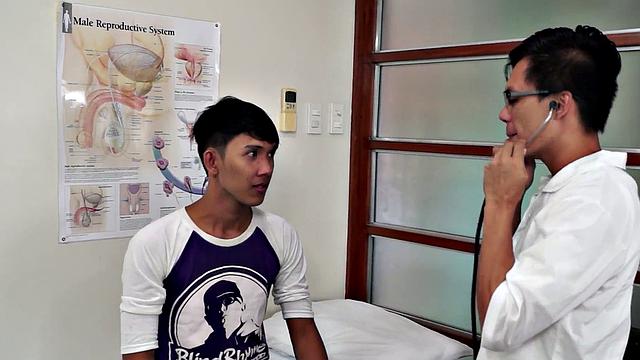 Asian patient fingered and filled with dildo by doctor