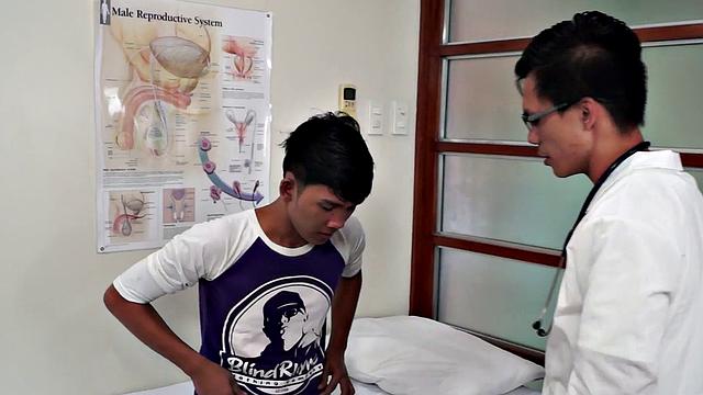 Asian patient fingered and filled with dildo by doctor