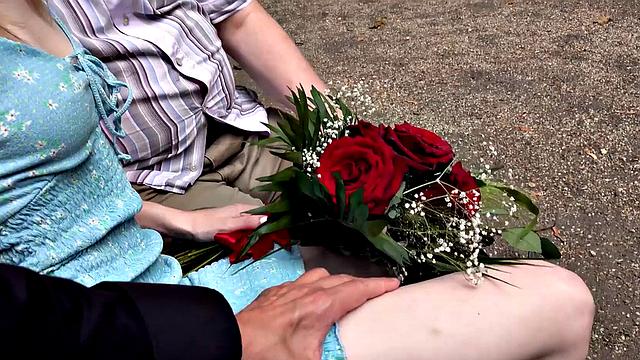 HUNT4K. Cheerful girl found man to sneak into her pussy next to her hubby