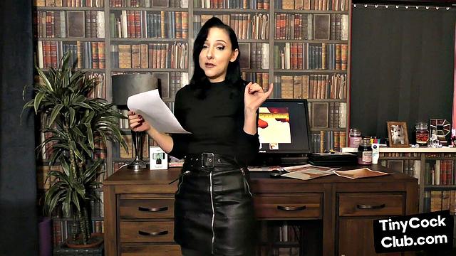 SPH babe in leather talks about small dongs