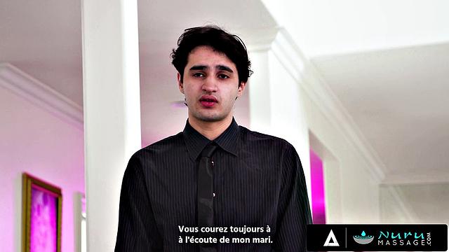 NURU MASSAGE - Naughty Wife Cheats With Hubby's Assistant FRENCH SUBTITLES