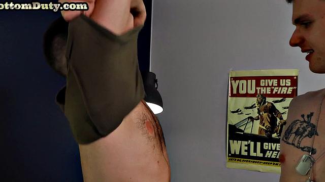 Dormitory stud barebacked on army duty till cumshot