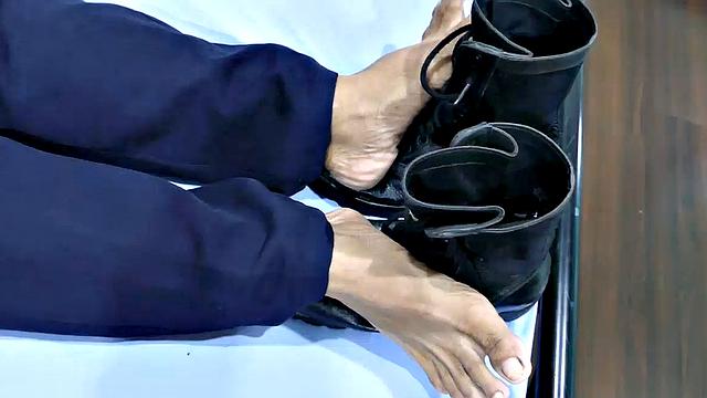 This horny rookie cop is just 22 and fresh out of the academy. His foot fetish has branched off into leather boot fetish, and he loves to have a fetish jerk off when he gets home from work.