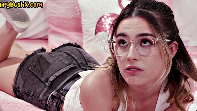 Hairybush 21yo petite babe pleases cock in her bedroom