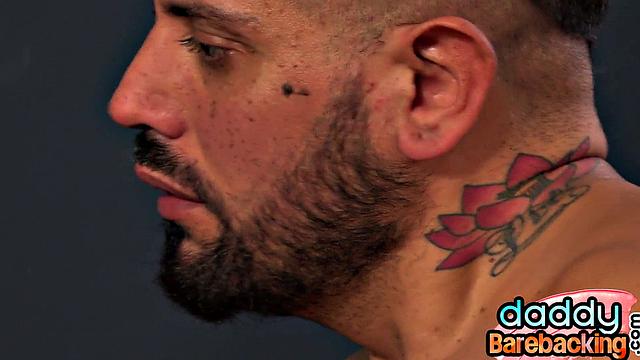 Skinny Latin twink fucked by DILF in public locker