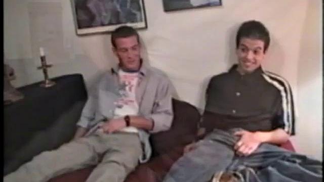 The curiosity between these two straight boys, as they lie next to each other and jerk off, is intense. The little glances, nervous chit chat, and playful exchanges lead to a spectacular simultaneous climax.