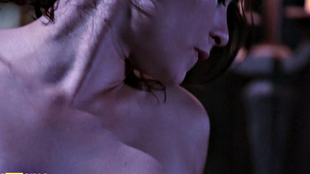 Brunette bombshell pleasures herself in front of mirror in steamy solo session