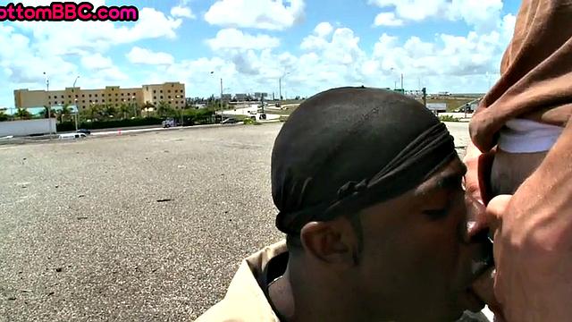 Picked up ebony riding cock outdoor after blowjob