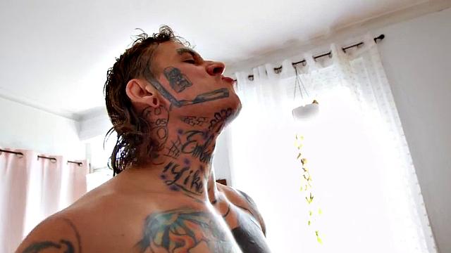 Big cock tattooed and pierced jock fucks black bottom